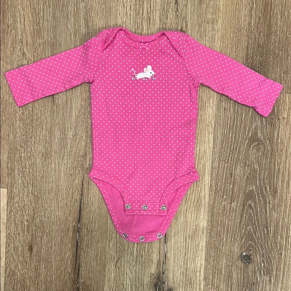 Carter's Pink Polka Dot Bodysuit Long Sleeve